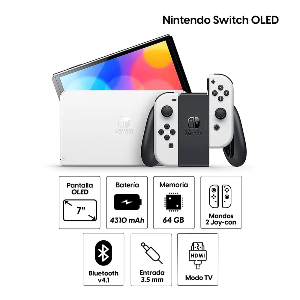 Imagen 2 del producto Consola Nintendo Switch Modelo Oled + Mario Party Jamboree + Mario Kart 8 + Ctr, blanco